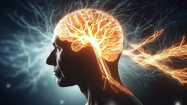 Human Brain Activity and Neural Connections Concept, Representing Cognitive Functions and Creativity