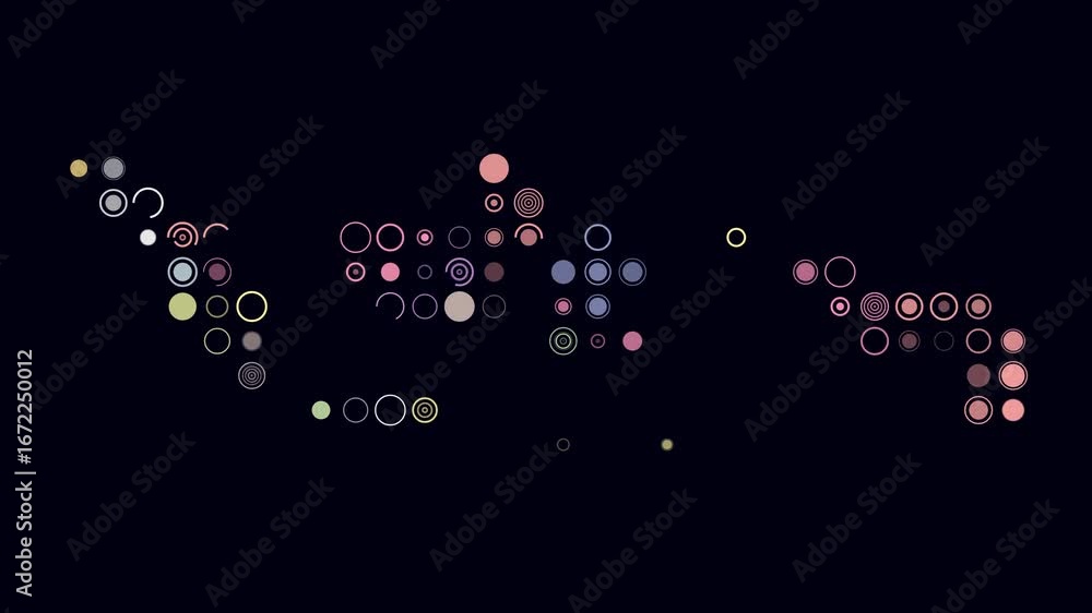 Poster indonesia map animation. shape of the country with pulsating colored dots. large size circle blocks.
