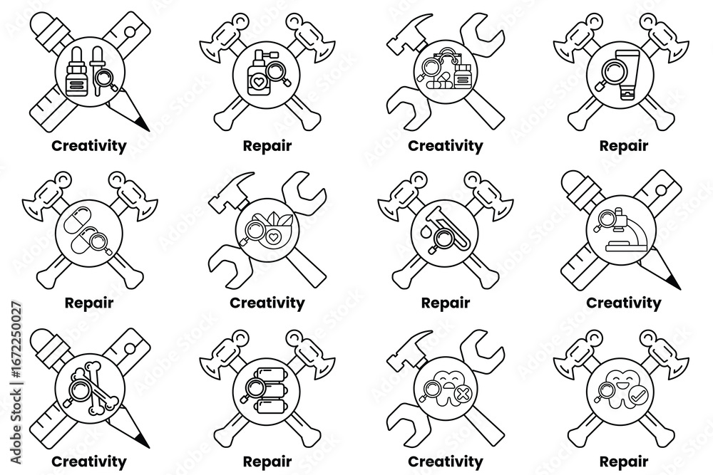 Poster the image is a set of 12 different symbols