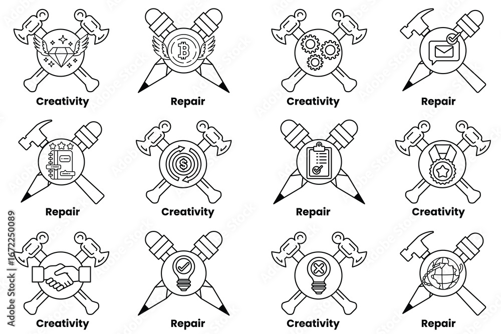 Poster the image is a set of 12 different symbols, each with a different meaning
