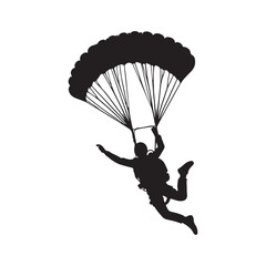 skydiver vector silhouette clip art logo design illustration