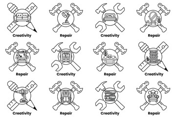Obraz premium The image is a collection of tools and repair items, including hammers, wrenches