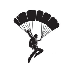 skydiver vector silhouette clip art logo design illustration