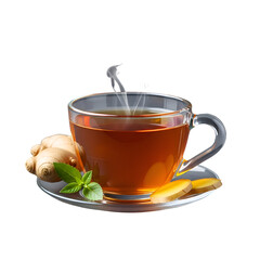 Aromatic Ginger Tea with Lemon and Mint.