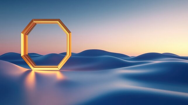 Golden Octagon in a Serene Landscape