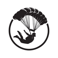 skydiver vector silhouette clip art logo design illustration