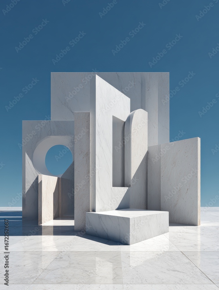Poster abstract geometry with minimalist forms and lines