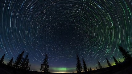 Dramatic wide angle view of a star streaked night sky over majestic mountain landscape astrophotography nature wilderness adventure travel