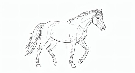 Obraz premium Horse Drawing A Detailed Sketch of a Majestic Equine on a White Background