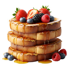 French Toast Stack with Berries and Syrup.