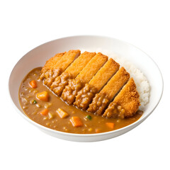 Delicious Japanese Katsu Curry with Crispy Pork Cutlet and Rice.