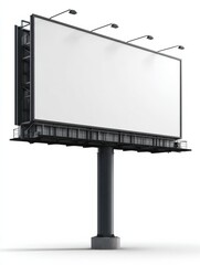 Obraz premium a large blank billboard with lights and a pole isolated on a transparent background for advertising