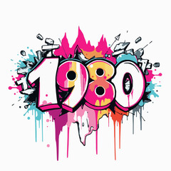 1980s Graffiti Art with Dripping Paint and Splatters