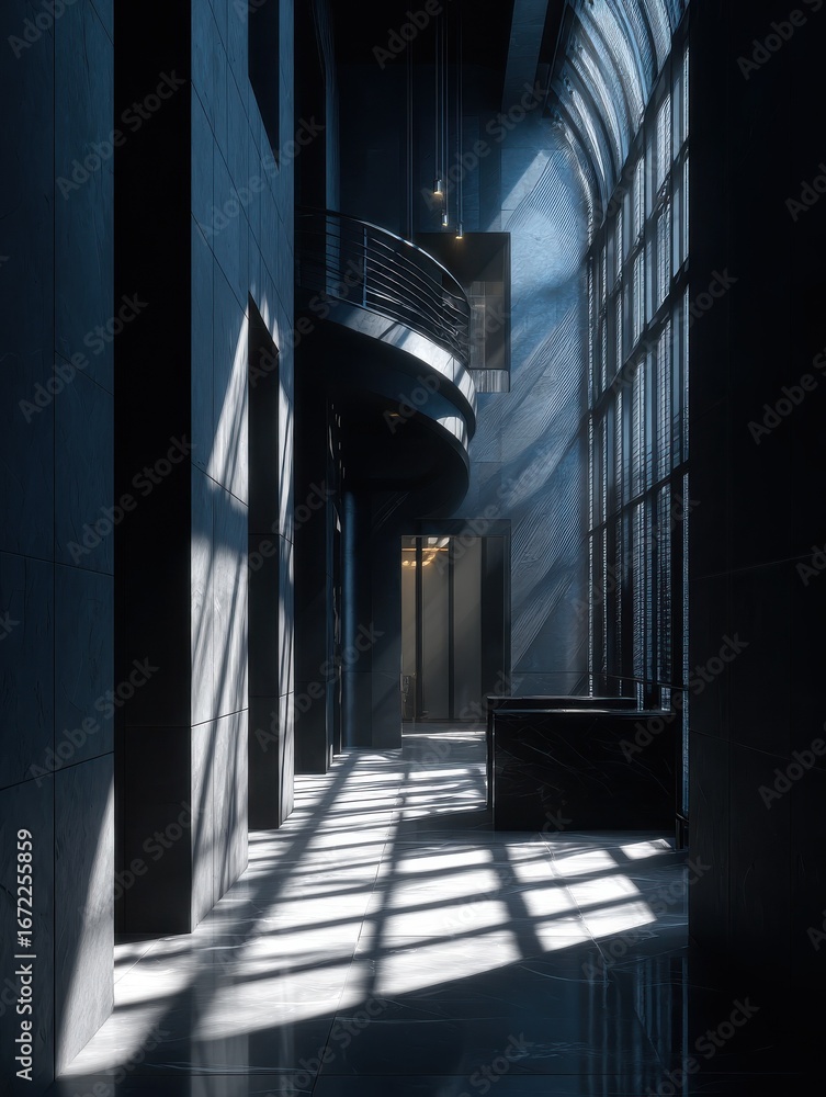 Poster a captivating play of light and shadow in modern architectural elements