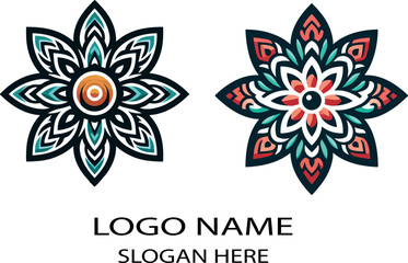 Tribal flower logo icon vector white background .