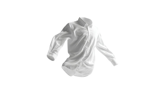 White button down shirt floating isolated on transparent background