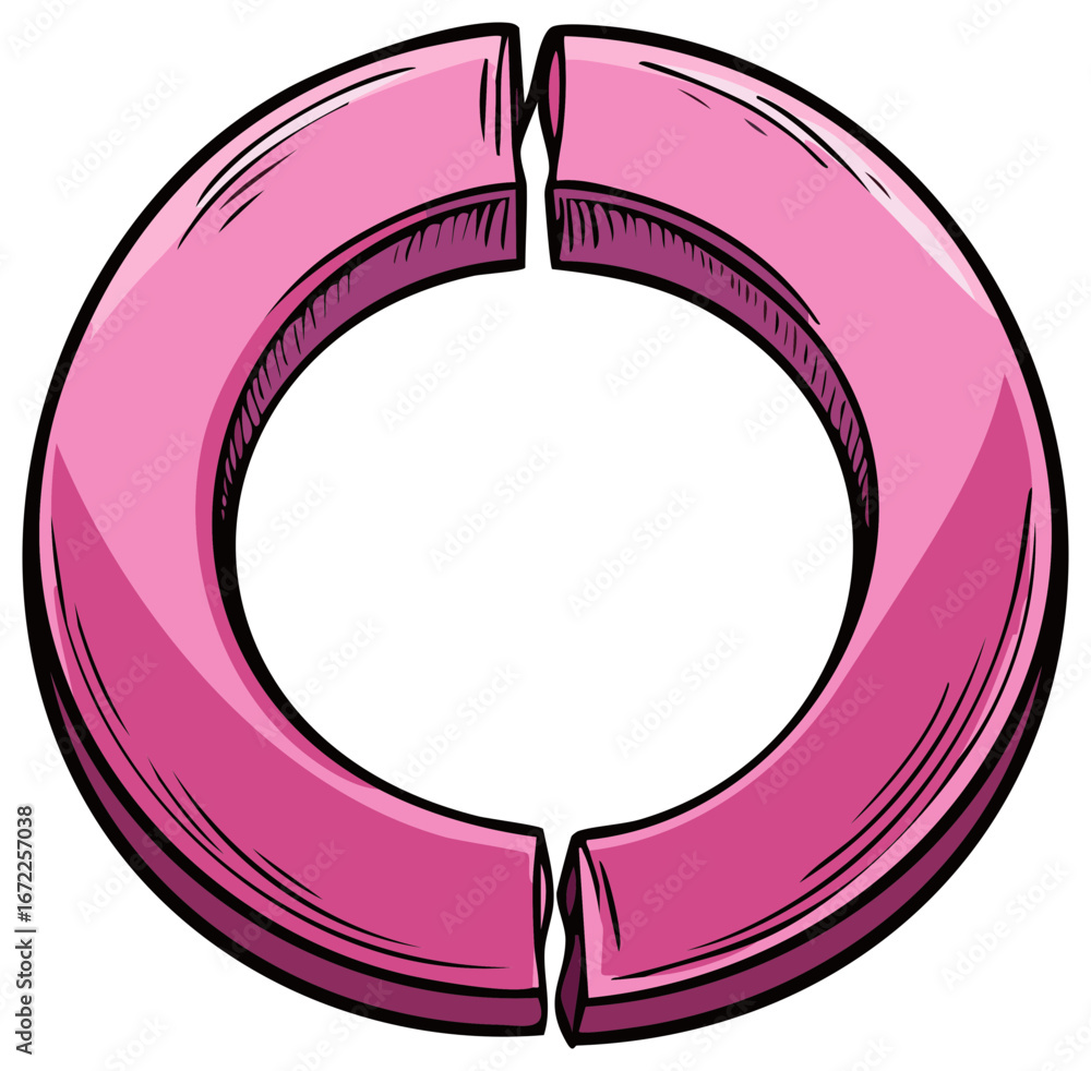 Fototapete pink donut illustration with split seam showcasing internal structure in vector art style for design