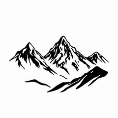 Black and white graphic illustration of jagged mountain peaks