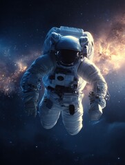 Fototapeta premium astronaut at spacewalk cosmic art science fiction wallpaper beauty of deep space billions of galaxies in the universe