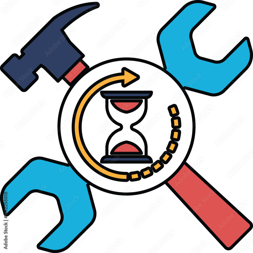 Poster a clock with a hammer and wrench on it
