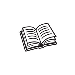 Simple open book line art illustration