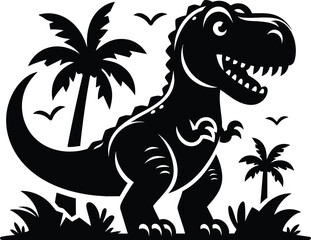 Cute T-rex Cartoon Character vector illustration isolated on white background