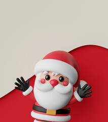 Postcard Christmas theme with Santa Claus, 3d illustration