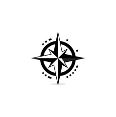Naklejka premium Simple black and white compass rose graphic