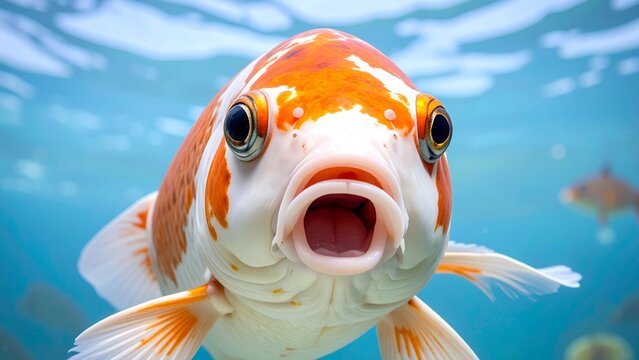 Close up koi fish face