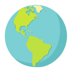 Simple cartoon planet Earth illustration representing global concepts with copy space