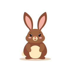Friendly brown cartoon bunny rabbit representing childhood against a white background with copy space