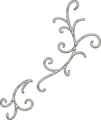 Elegant silver ornamental swirl element with metallic shine. Perfect for invitations, luxury backgrounds, decorative patterns, or festive designs. High-quality vector illustration.