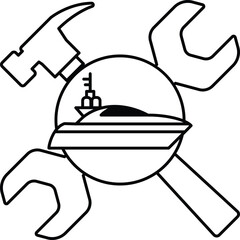 A logo for a boat repair company