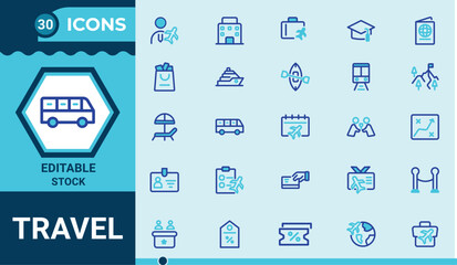 Travel and tourism icons set. related icons as travel vacation,air plane,tour,Summer and more.  Vector illustration