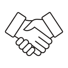Naklejka premium Handshake Outline Icon on White Background – Agreement and Partnership Symbol