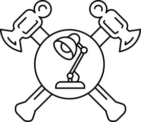 A lamp is drawn on a cross with a hammer and a screwdriver