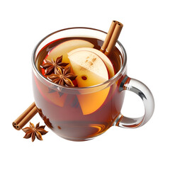 Spiced Apple Cider with Cinnamon and Star Anise in Glass Mug.