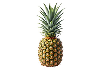 Fototapeta premium Isolated Ripe Pineapple with Green Crown on White Background.