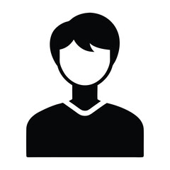Single Person Silhouette Icon on White Background – User and Profile Symbol
