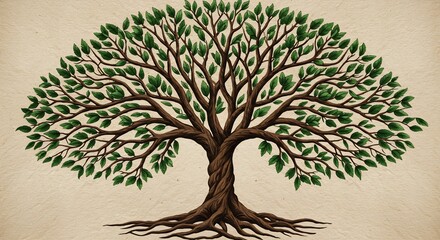 Naklejka premium Majestic ancient tree drawing softly lit evokes serenity. AI Generated