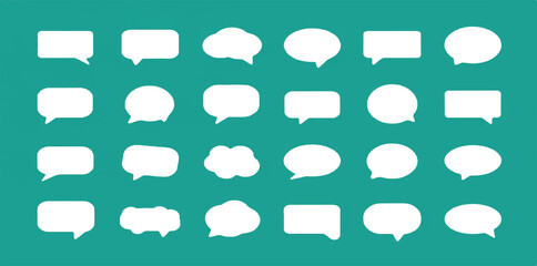 Flat Vector Set of Blank Speech Bubbles and Chat Icons &ndash; Comic Style Message Balloons, Dialogue Boxes, and Communication Symbols for Social Media, UI Design, and Cartoon Text Graphic Elements