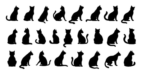 Set of cat silhouettes. Vector collection of cats