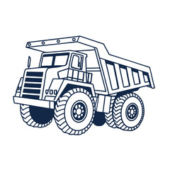 Heavy Duty Dump Truck Illustration Engineering Design Icon