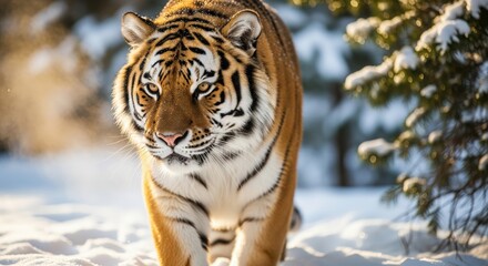 Siberian Tiger Snowy Forest