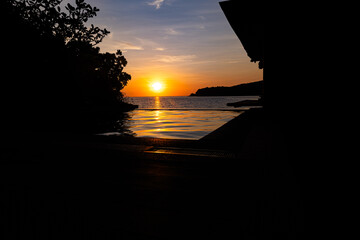 Sun setting out on West Philippines Sea at resort in Bataan Philippines 2024 
