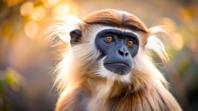 Monkey portrait in golden light