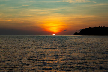 Sun setting out on West Philippines Sea at resort in Bataan Philippines 2024 