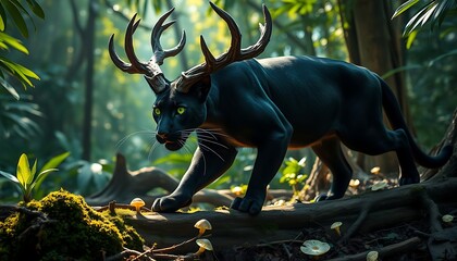 Two Majestic Stags Clashing in the Ethereal Forest