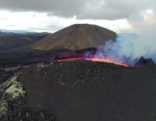 Volcanic eruption, aerial view (1)