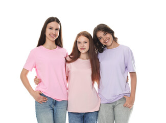 Obraz premium Portrait of happy friends on white background